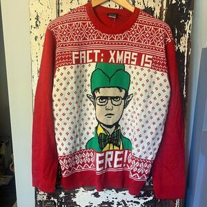 The Office Dwight Schrute Ugly Christmas Red Knit Sweater. NWT. Size Large.